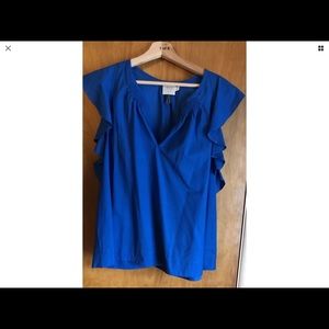 Anthropologie HD in Paris Blue Blouse Top Size 16